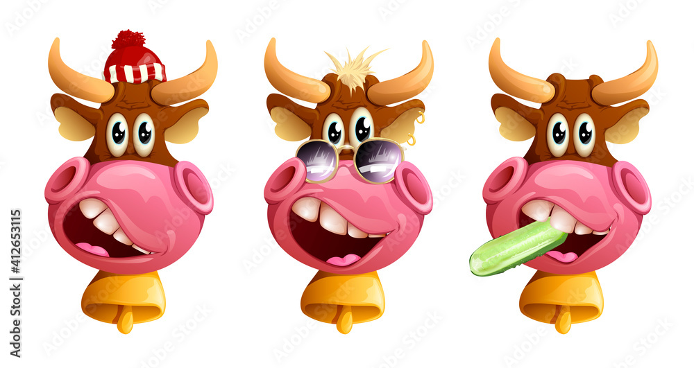 Vector illustration of a funny bull-cow in cartoon style Vector illustration of a funny bull-cow in cartoon style