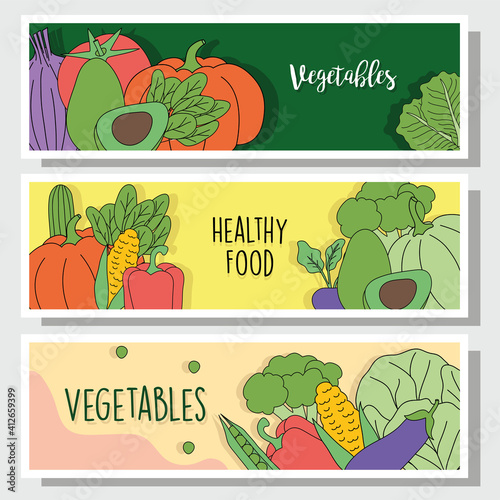 vegetables set labels vector design