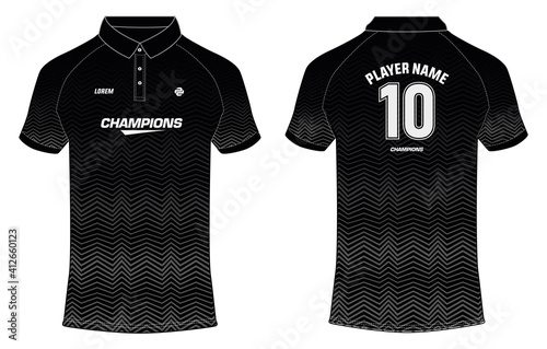 Sports polo collar t-shirt jersey design vector template, Cricket jersey concept with front and back view for Soccer, Football, Tennis and badminton uniform