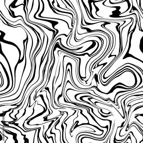 Vector seamless pattern. Abstract marble texture. Creative monochrome background with liquid blots. Decorative design with marbling effect. Can be used as swatch for illustrator.
