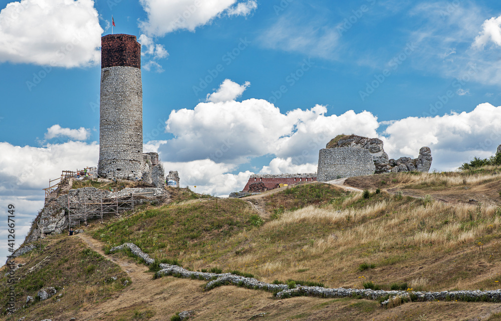 Ruins of the medieval Olsztyn castle in Poland