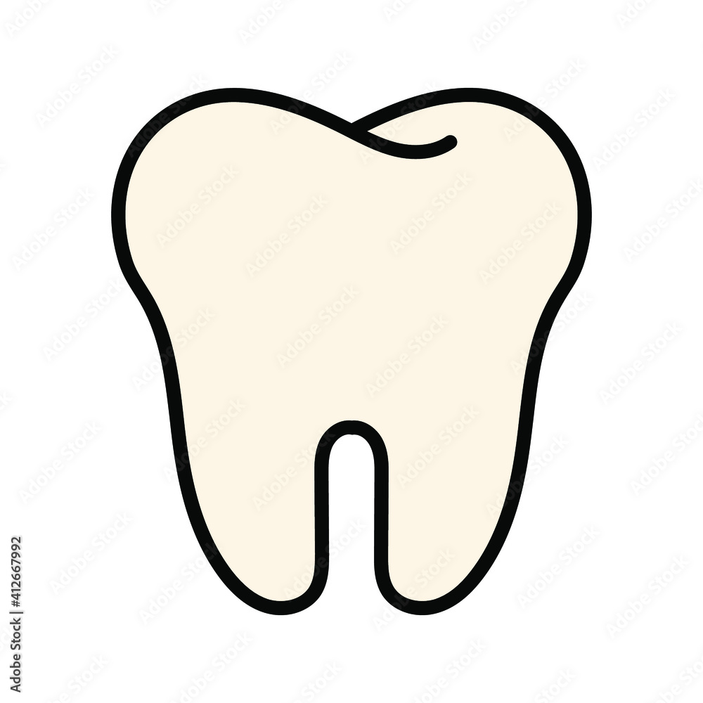 Collection of tooth icon in flat design. Color editable on white background - obrazy, fototapety, plakaty 
