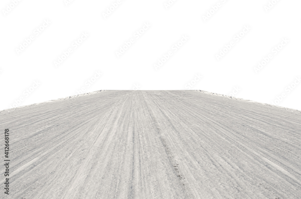 Naklejka premium Snow covered road isolated on white background.