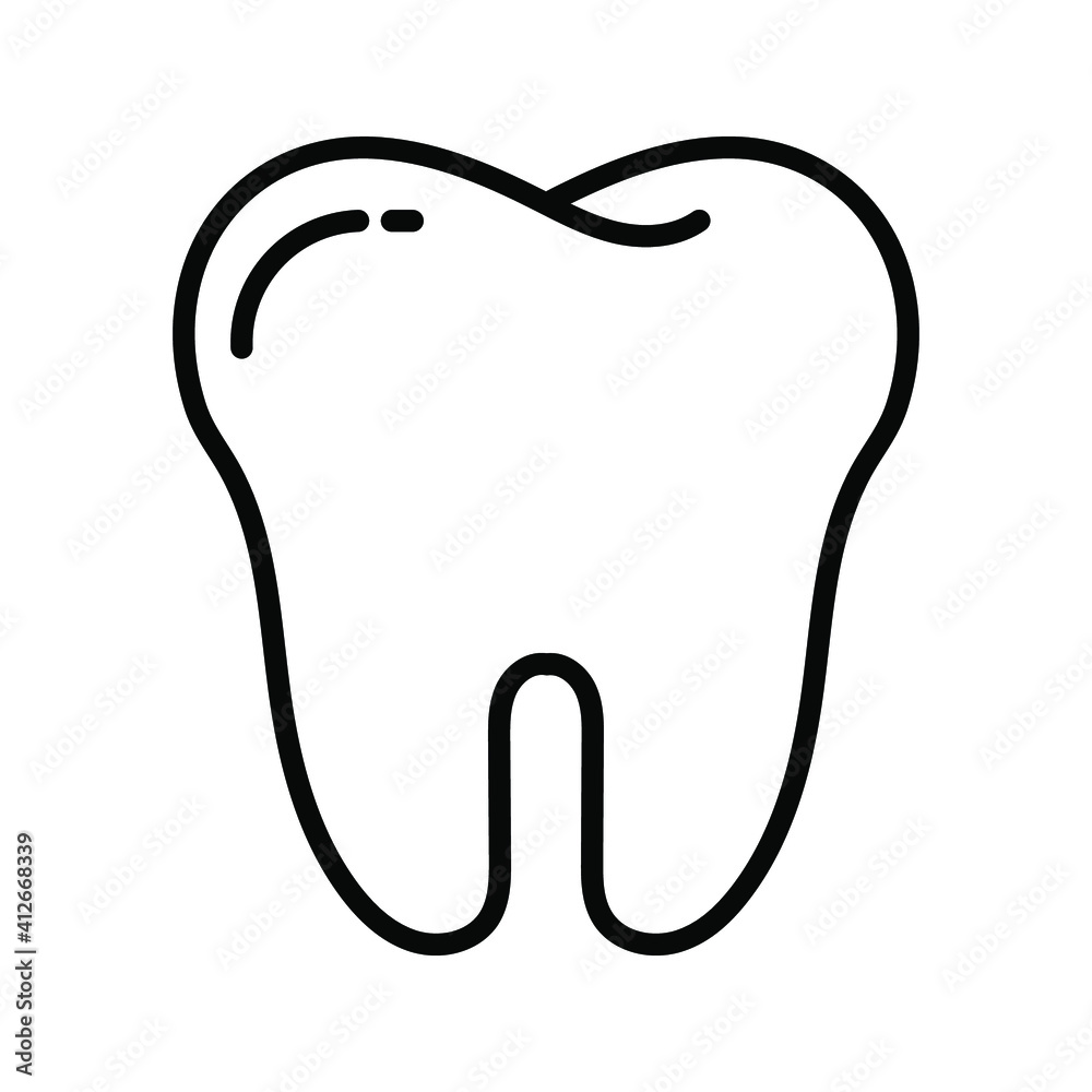 Collection of tooth icon in flat design. Color editable on white background