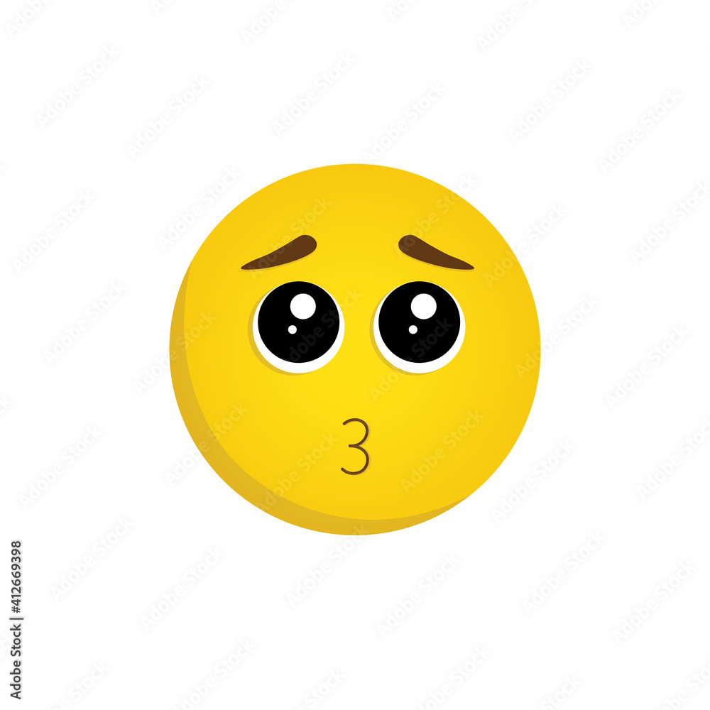 Vector grateful emoticon isolated on a white background. Yellow