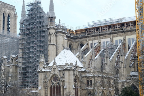 The 10th February 2021, Notre Dame of Paris under the snow.