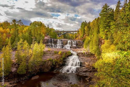 Fototapeta Naklejka Na Ścianę i Meble -  Middle Falls at Gooseberry Falls State Park in Minnesota, horizontal