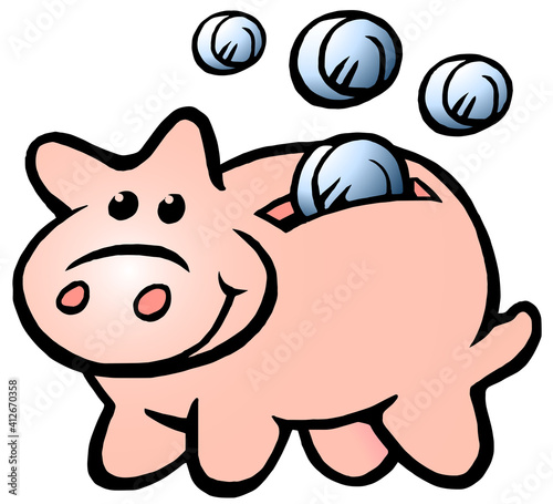 Vector Cartoon illustration of a Happy Money Piggy Bank