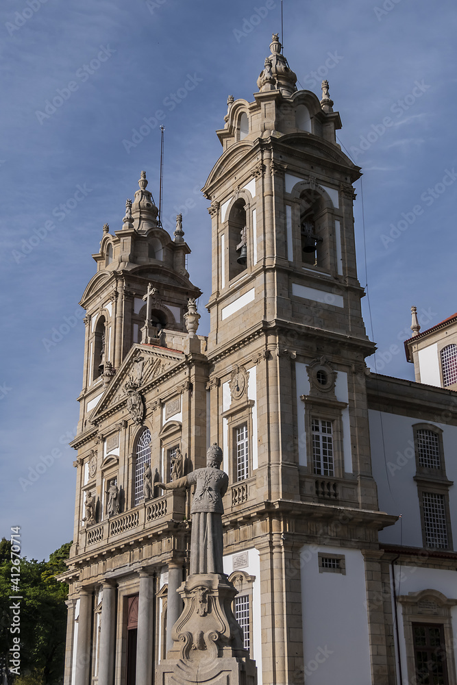 Architectural details of Good Jesus of the Mount church (Bom Jesus do Monte, 1784) by Carlos Amarante near Braga. Portugal.