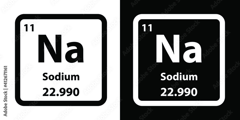 Na	Sodium chemical element icon. The chemical element of the periodic table. Sign with atomic number. 