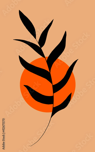 Orange Plant and Circle Wallpaper
