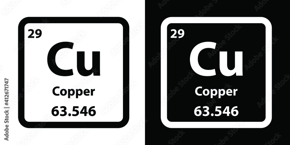 Cu Copper chemical element icon. The chemical element of the periodic table. Sign with atomic number. Cu Copper chemical element icon. The chemical element of the periodic table. Sign with atomic number.