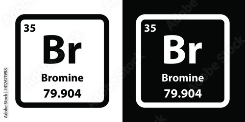 Br	Bromine chemical element icon. The chemical element of the periodic table. Sign with atomic number. 