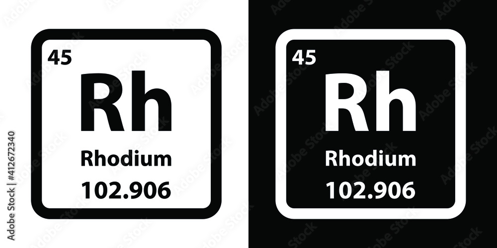 Rh Rhodium Chemical Element Icon. The Chemical Element Of The Periodic  Table. Sign With Atomic Number. Stock Vector | Adobe Stock