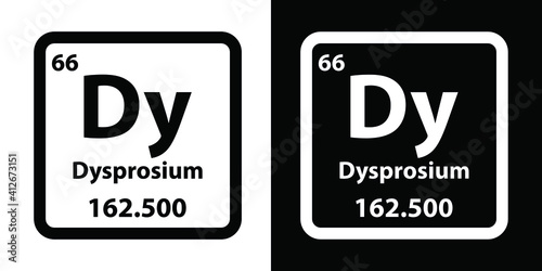 Dy Dysprosium chemical element icon. The chemical element of the periodic table. Sign with atomic number. 