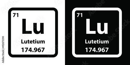 Lu Lutetium chemical element icon. The chemical element of the periodic table. Sign with atomic number. 