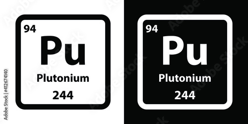 Pu	Plutonium chemical element icon. The chemical element of the periodic table. Sign with atomic number. 