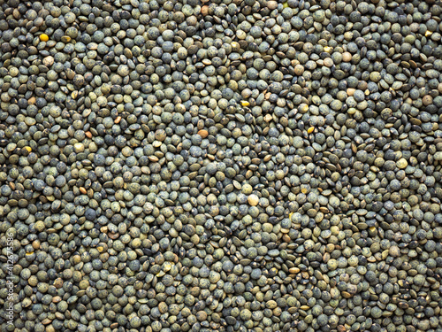 Dried, legume, leguminous plants, structure, green lenses, backdrop, background. Flat lay, top view.