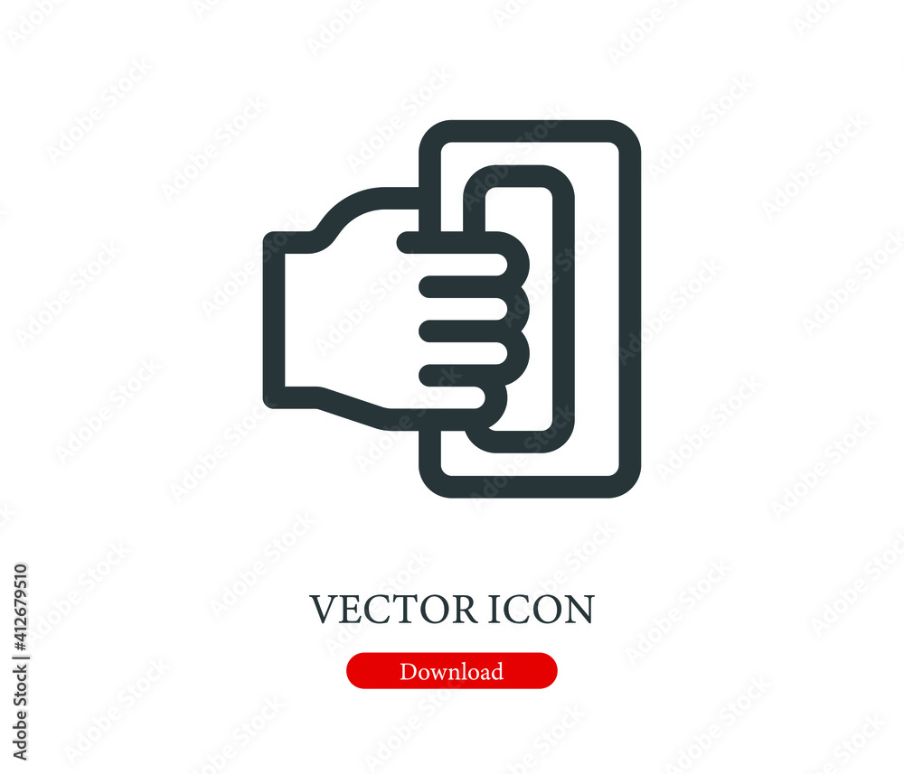 hand held vector icon. Editable stroke. Linear symbol for use on web and mobile apps, logo, Print media. Line illustration. Vector isolated on white background hand held vector icon. Editable stroke. Linear symbol for use on web and mobile apps, logo, Print media. Line illustration. Vector isolated on white background