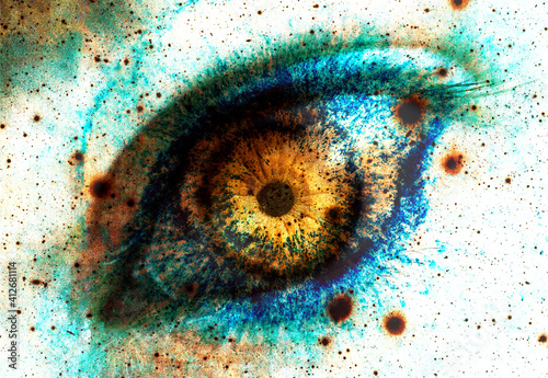 Colorful, macro digital art of an eye