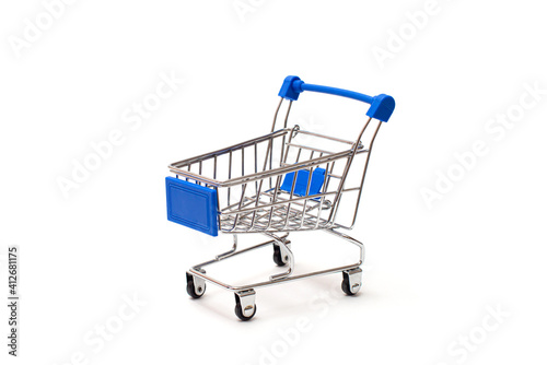 Blue shopping cart. Isolate on white background