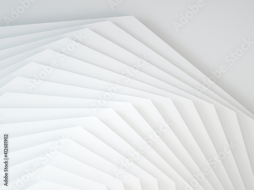 Abstract parametric background pattern, white geometric installation 3 d