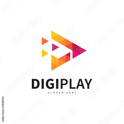 Digital media play with colorful logo design