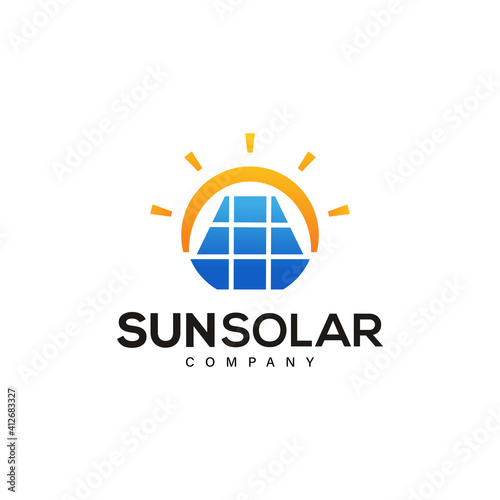 Sun solar energy company icon logo design photo