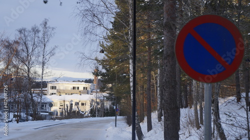 Winter road sign