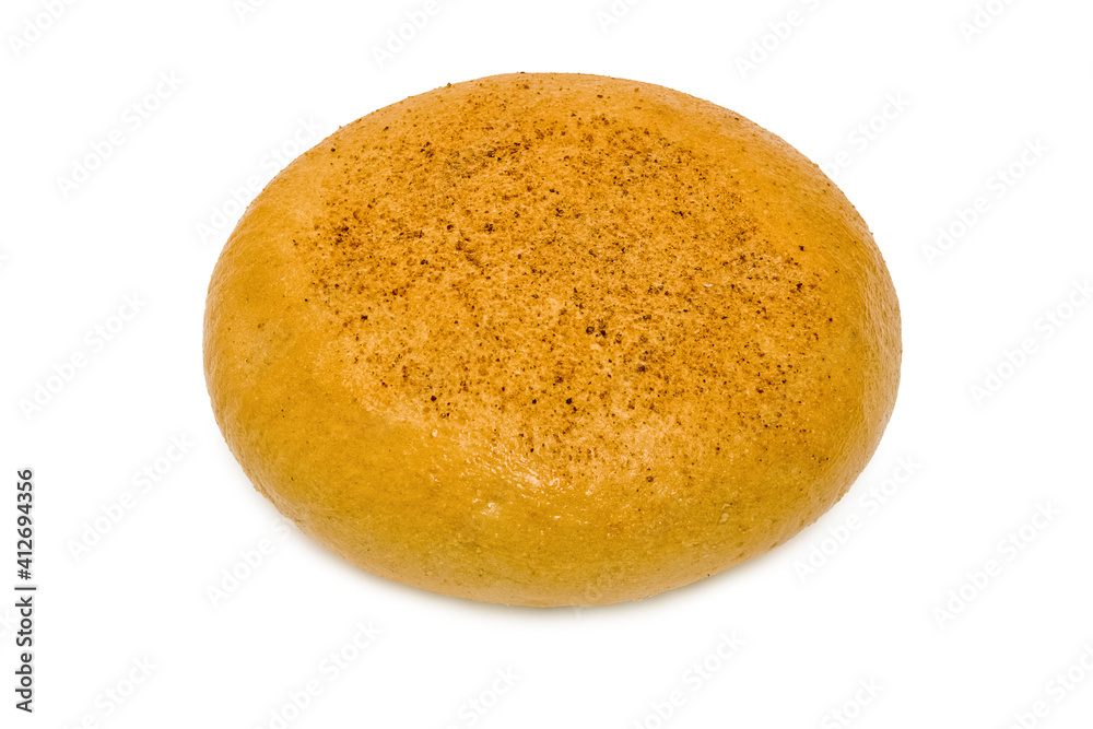 Freshly baked wheat bread. Isolated object on white background. Healthy baked bread. Whole bread on white