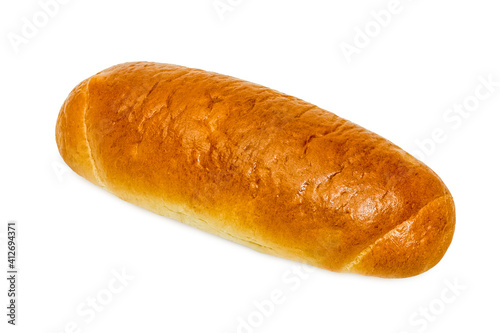 Obraz na płótnie Freshly baked wheat bread. Isolated object on white background. Healthy baked bread. Whole bread on white w salonie
