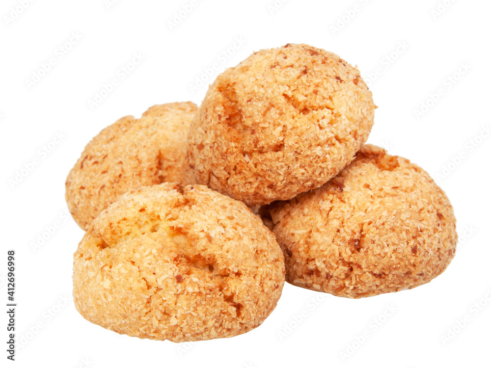 Coconut cookies organic isolated on the white background Coconut cookies organic isolated on the white background
