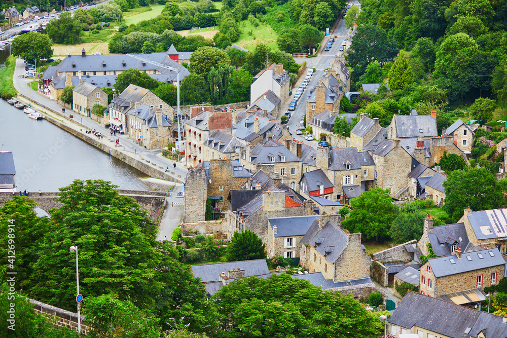 View of the Port of Dinan and the Rance river from the Promenade of Duchesse Anne at the Jardin Anglais