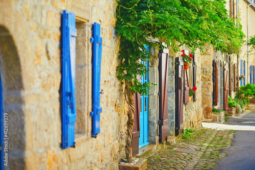 Fototapeta Naklejka Na Ścianę i Meble -  Street of Camaret-sur-Mer, popular tourist attraction in Finistere, Brittany, France