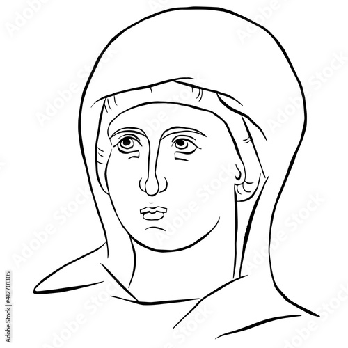 byzantine icon virgin deva divine outline art vector illustration mary madonna