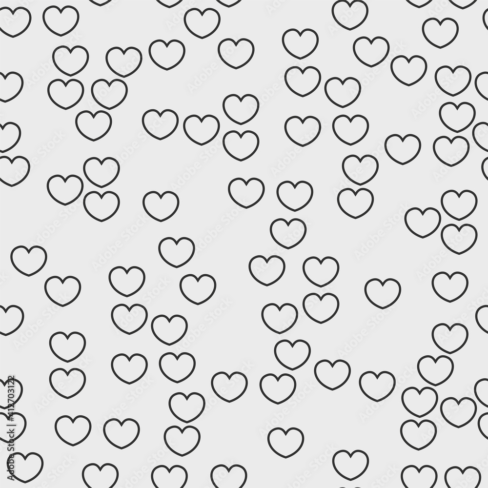 Endless seamless monochrome pattern of hearts. Black and white vector hearts. Wallpaper for wrapping paper. Endless seamless monochrome pattern of hearts. Black and white vector hearts. Wallpaper for wrapping paper.