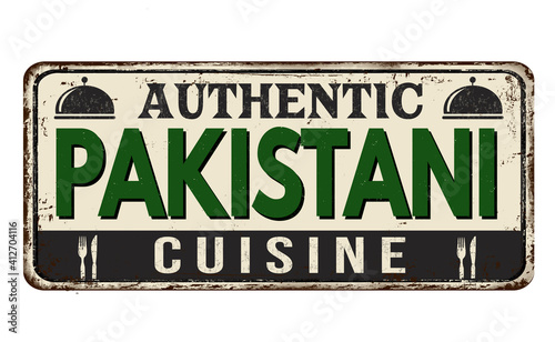 Authentic pakistani cuisine vintage rusty metal sign