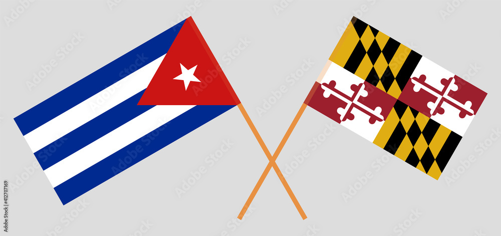 Crossed flags of Cuba and the State of Maryland