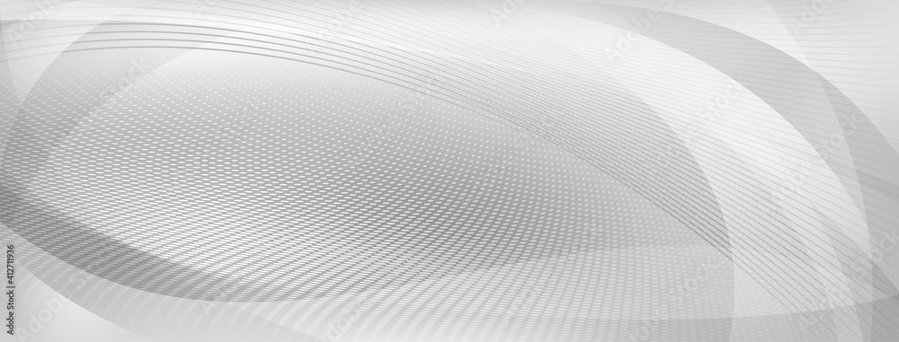 Fototapeta premium Abstract background made of curves and halftone dots in gray colors