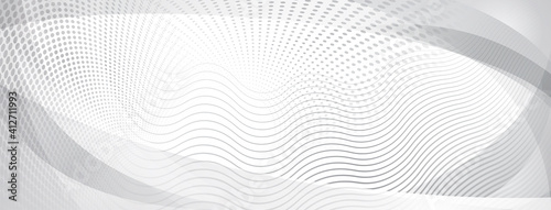 Abstract background made of curves and halftone dots in gray colors