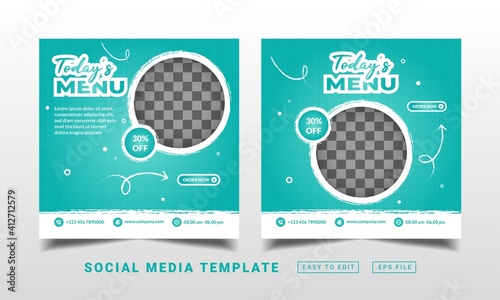 Flyer or social media post themed restaurant food menu template