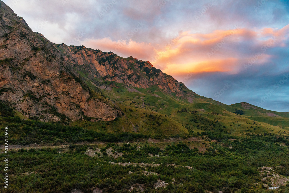 sunset in the mountains