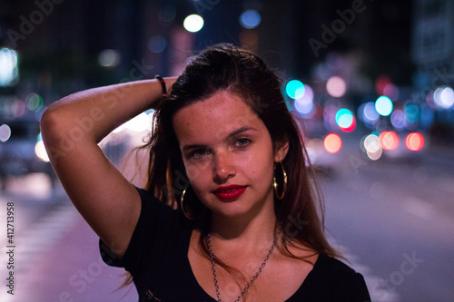 brazilian girl having fun at a paulista nigths  photo