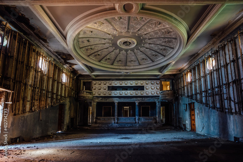 Old creepy abandoned ruined empty theater hall © Mulderphoto