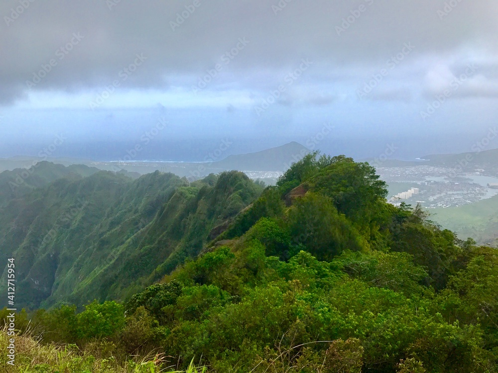 Oahu Hawaii lush Mountains and cliff landscape