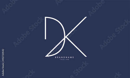 Alphabet letters Initials Monogram logo DK, KD, D and K