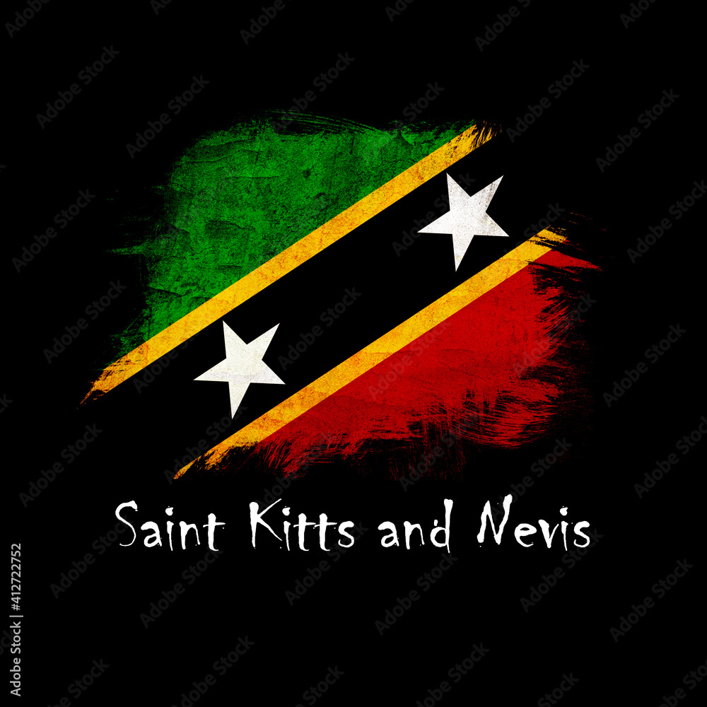 National flag of Saint Kitts and Nevis, abbreviated with kn; a