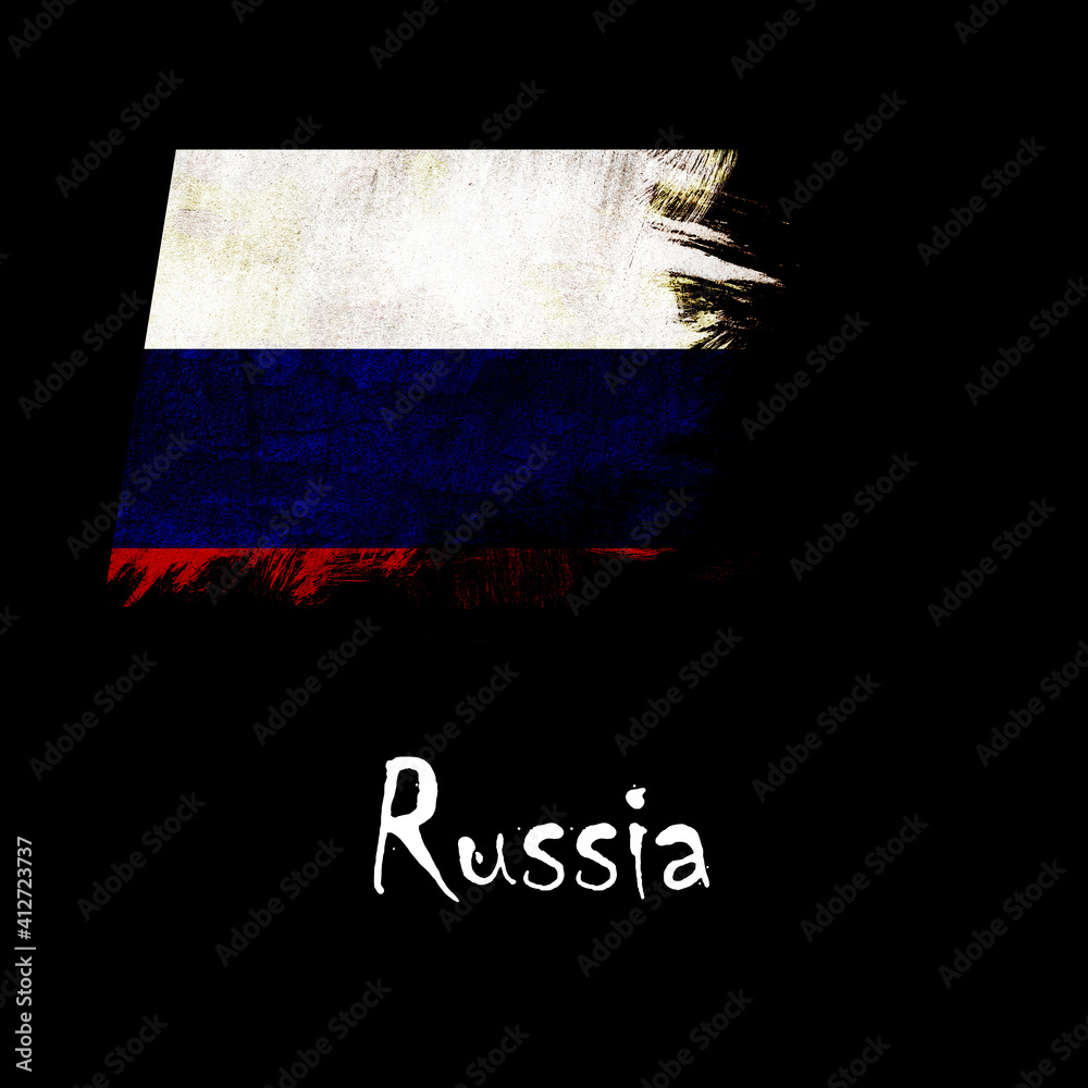 National flag of Russia, abbreviated with ru; a realistic 3d image of