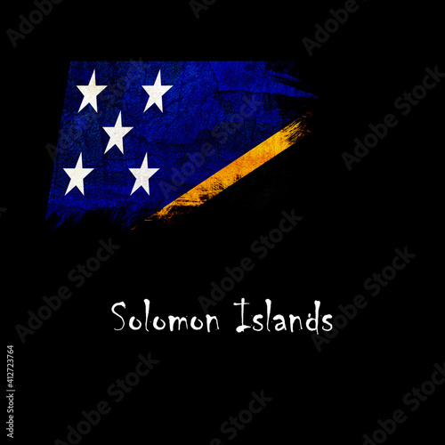 National flag of Solomon Islands, abbreviated with sb; a realistic 3d image of the national symbol from an independent country painted on a black background with the countryname below photo