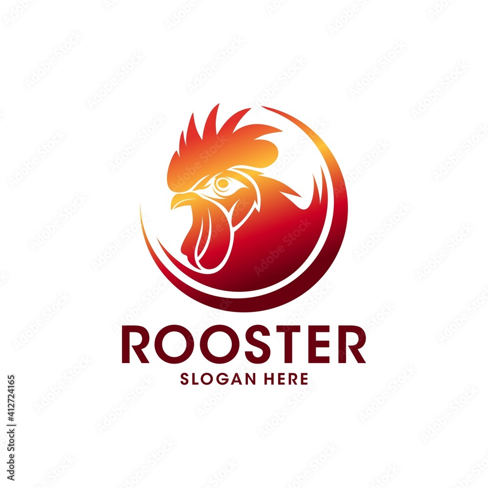 Rooster logo design template. Vector Illustration

